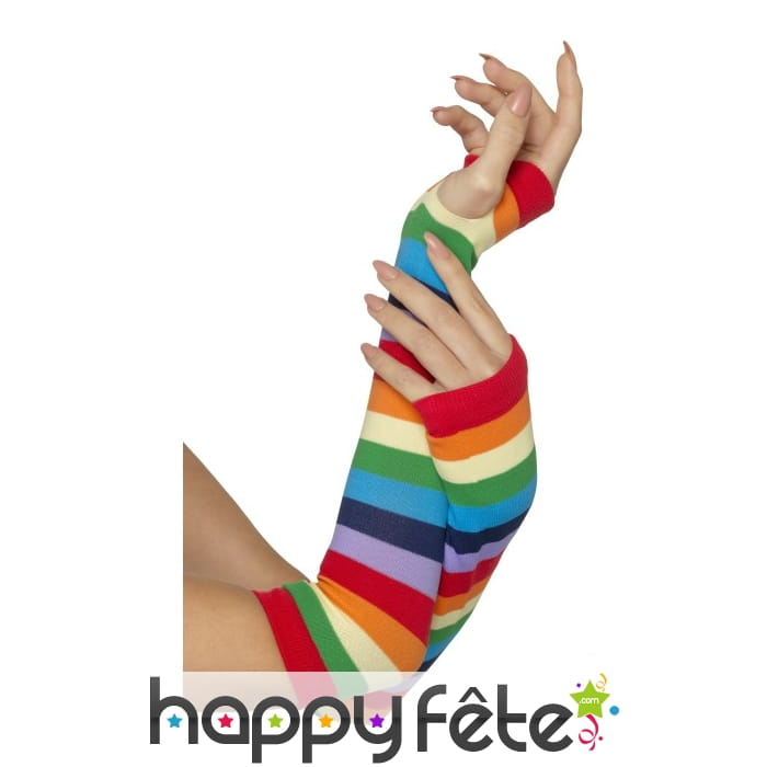 Longues mitaines rayées multicolores