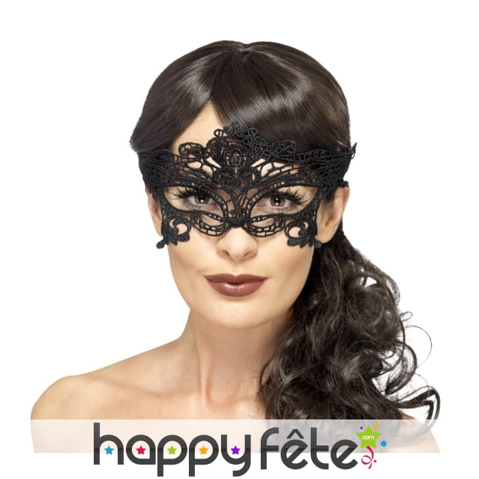 Loup noir dentelle brodée et filigrane