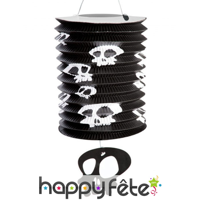 Lanterne noire en papier avec têtes de mort