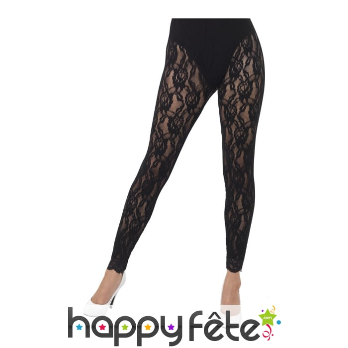 Legging noir en dentelle style années 80