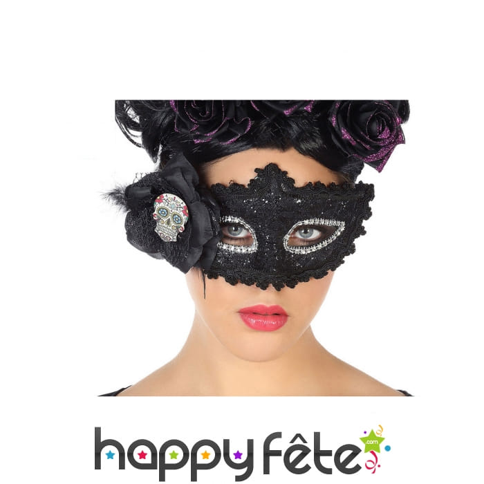 Loup noir en dentelle Calaveras dia de los muertos