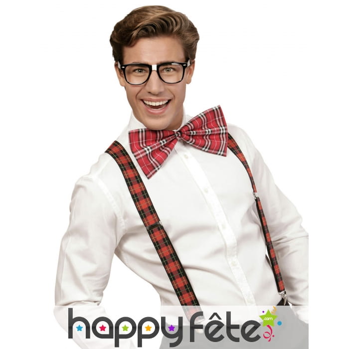 Lunettes noeud papillon bretelles de geek ecossais