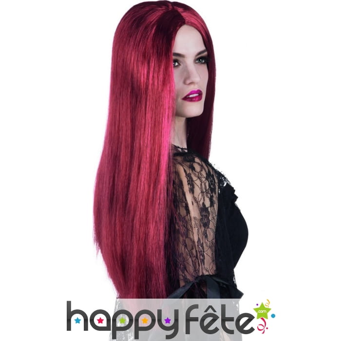 Longue perruque auburn raie centrale