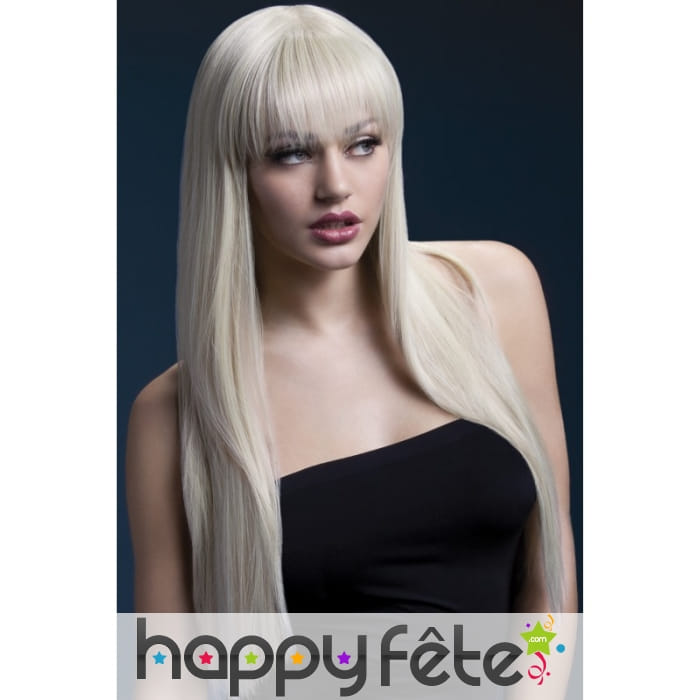 Longue perruque avec frange blonde
