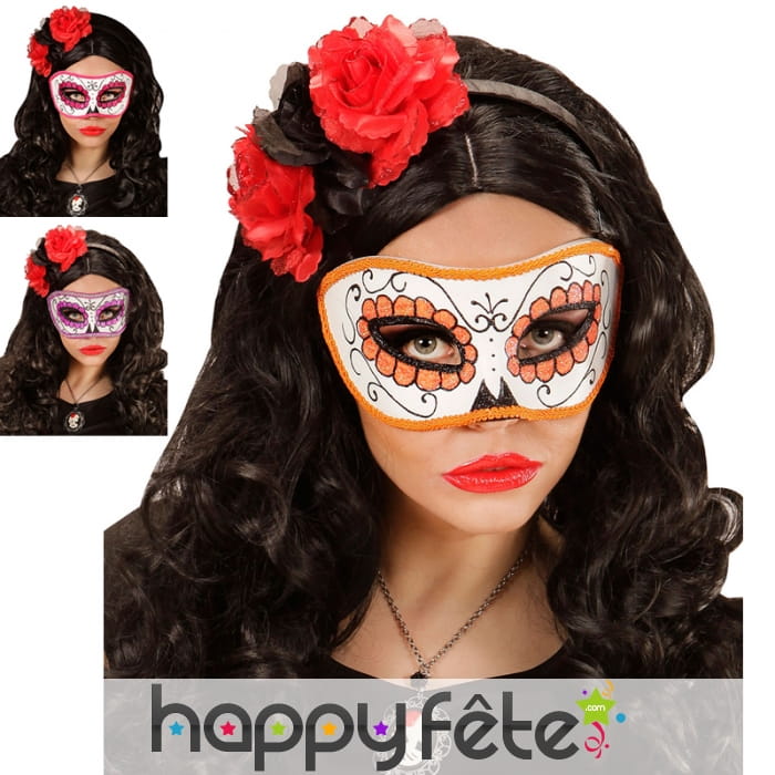 Loup pailletté adulte Dia de los muertos