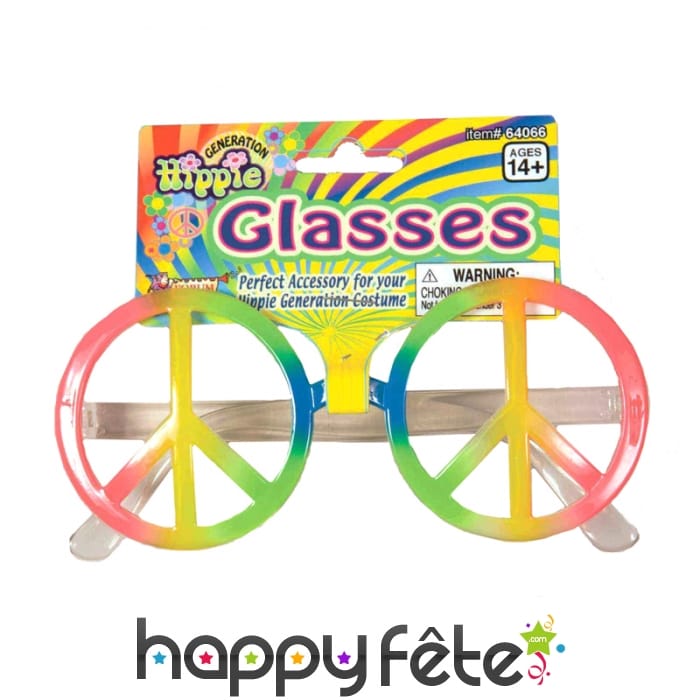 Lunettes peace and love multicolores