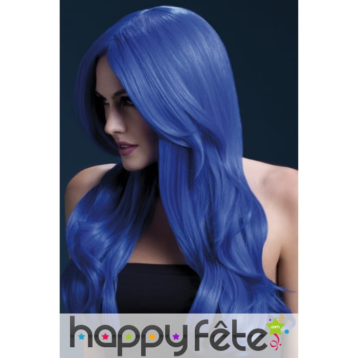 Longue perruque bleue ondulée de 66cm