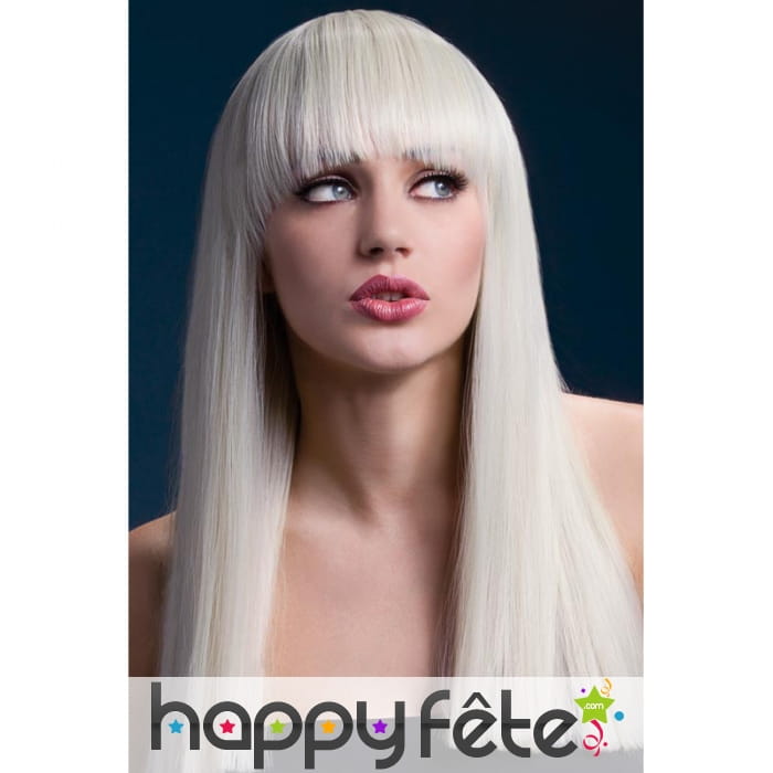 Longue perruque blonde avec frange, 48cm