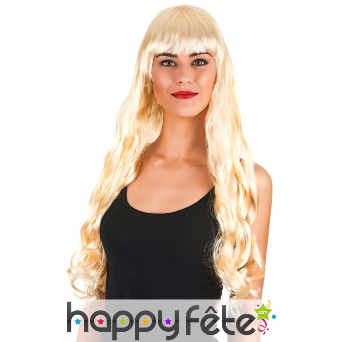 Longue perruque blonde ondulée, 70cm