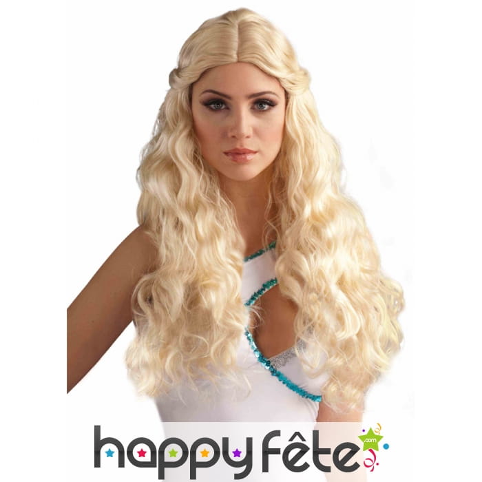 Longue perruque blonde ondulée de princesse