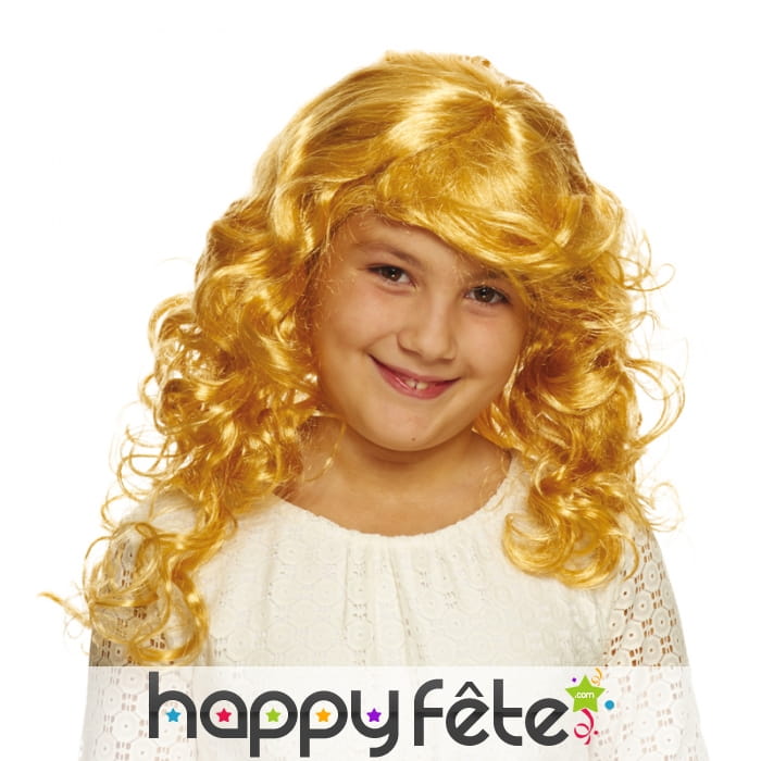 Longue perruque blonde ondulée pour fillette