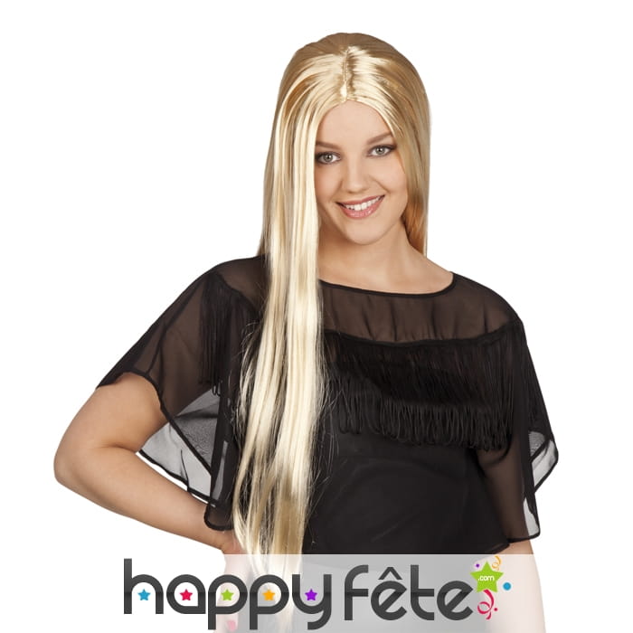 Longue perruque blonde raide