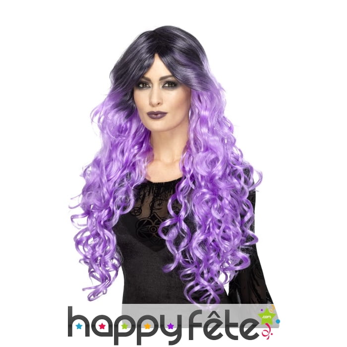 Longue perruque bouclée lila gothique