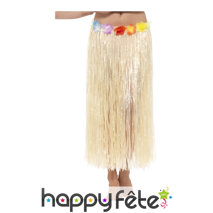 Long pagne couleur paille décoré de fleurs