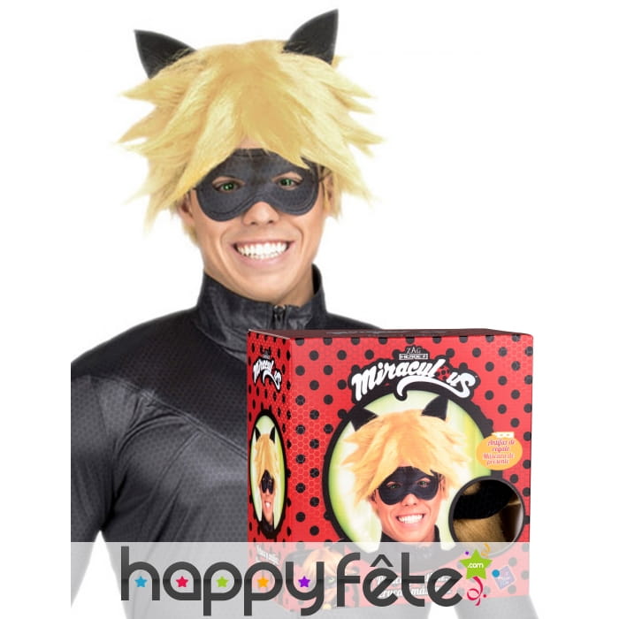 Loup perruque Chat noir Miraculous adulte, coffret
