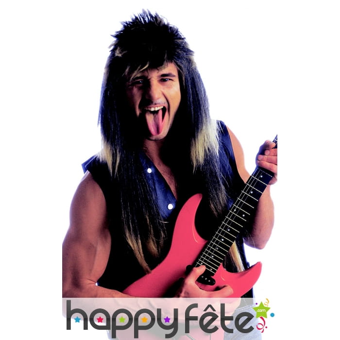 Longue perruque de hard rockeur
