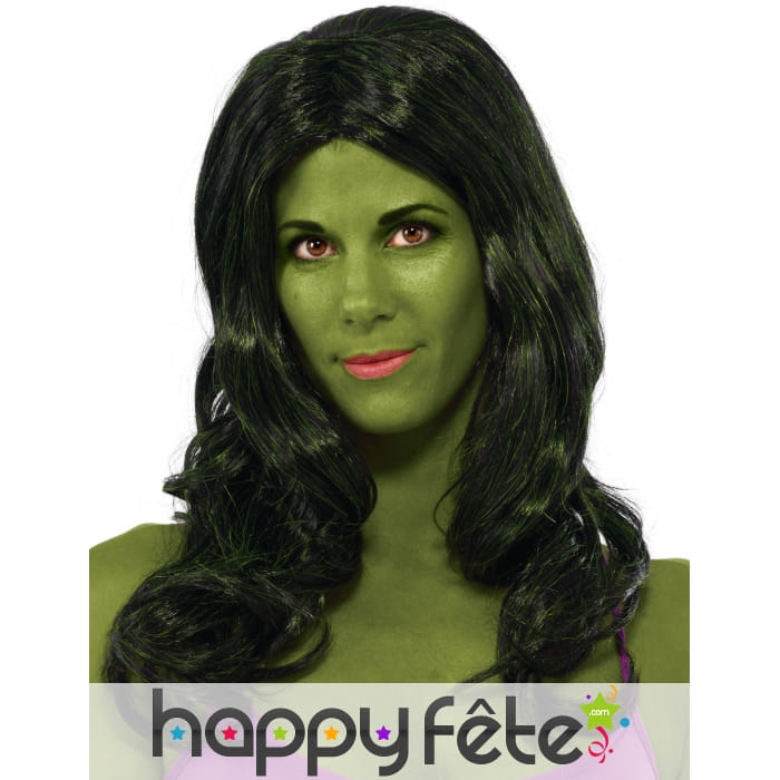 Longue perruque de Hulk pour femme