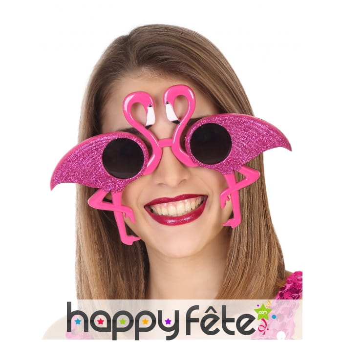 Lunettes pailletées en forme de flamant rose
