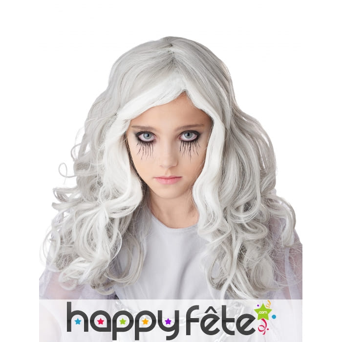 Longue perruque grise phosphorescente pour enfant