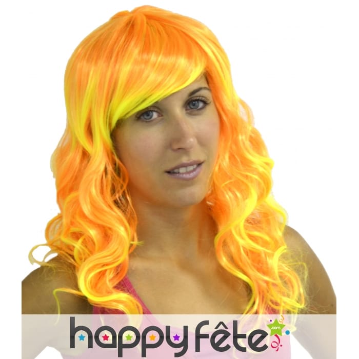 Longue perruque jaune et orange