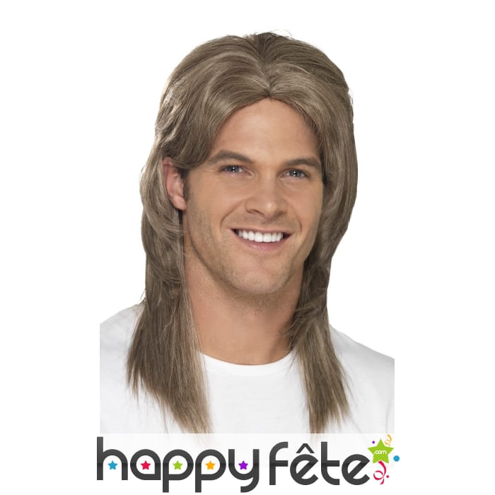 Longue perruque mullet brune reflet blon