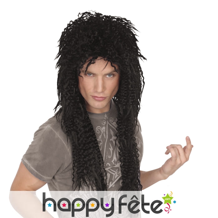 Longue perruque noire de rocker punk