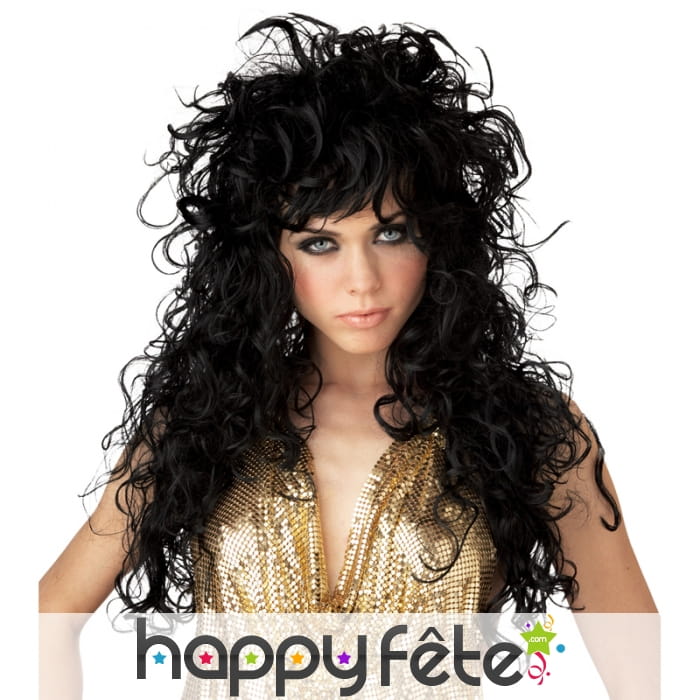 Longue perruque noire de séductrice