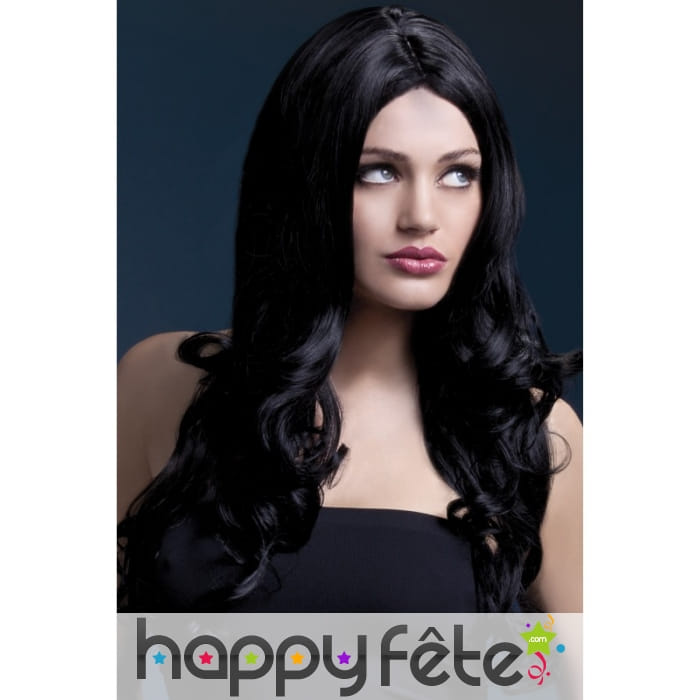 Longue perruque noire ondulée de 66cm