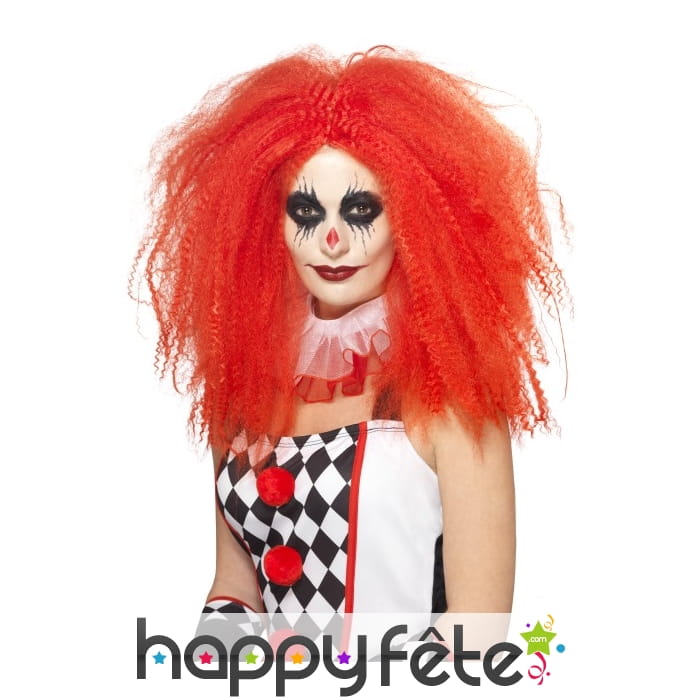Longue perruque rouge afro de clown
