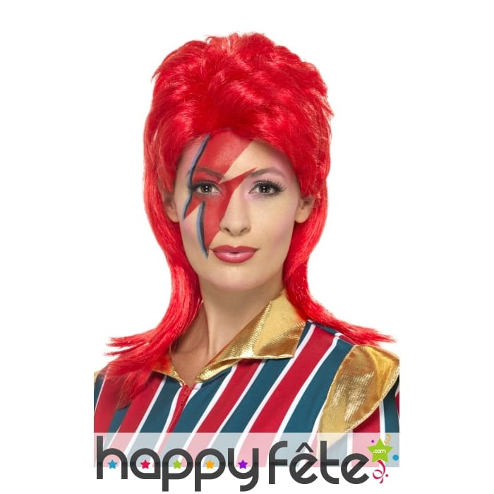 Longue perruque rouge style David Bowie