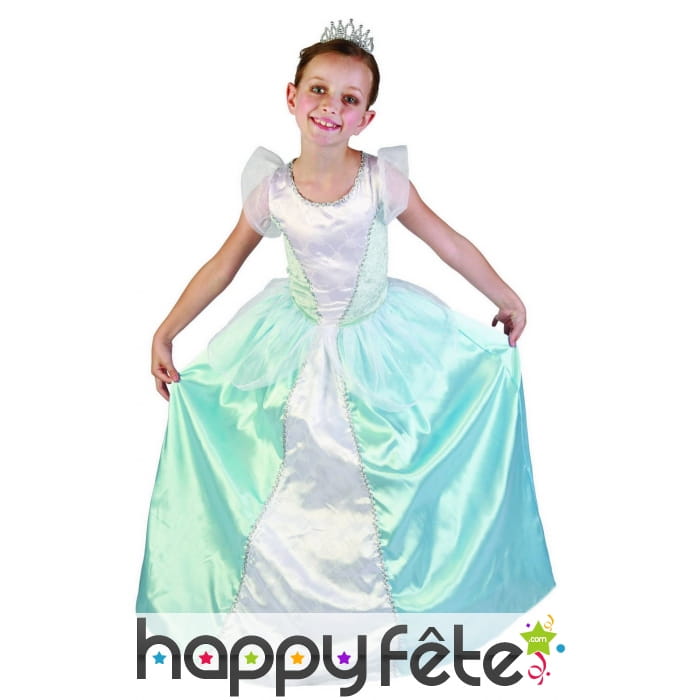 Large robe bleue et blanche de petite princesse