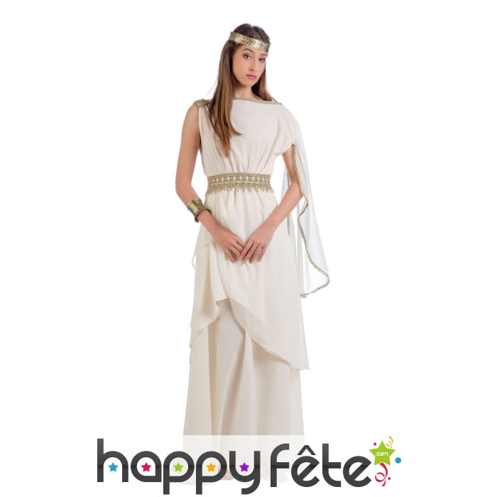 Longue robe blanche de déesse romaine