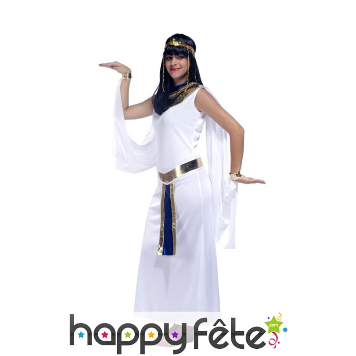 Longue robe blanche de reine égyptienne