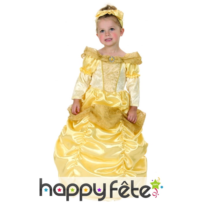 Longue robe bouffante dorée de petite princesse