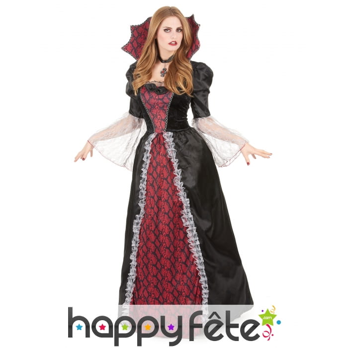 Large robe de vampiresse baroque avec grand col