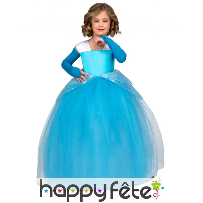Longue robe de bleue de princesse pour enfant