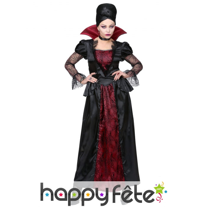 Longue robe de dame vampire rouge et noir