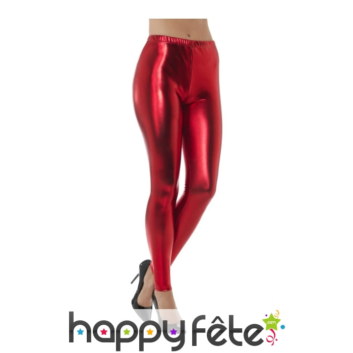Legging rouge effet métallique