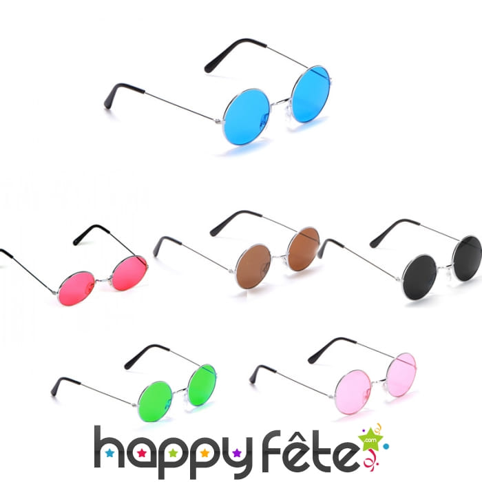 Lunettes rondes et colorées de hippie