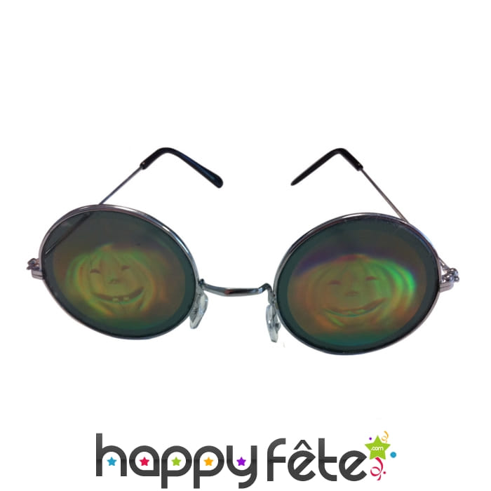 Lunettes rondes hologramme citrouille