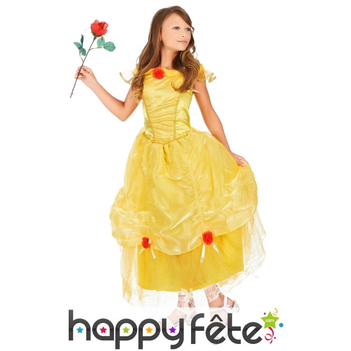 Longue robe jaune de Belle princesse pour enfant