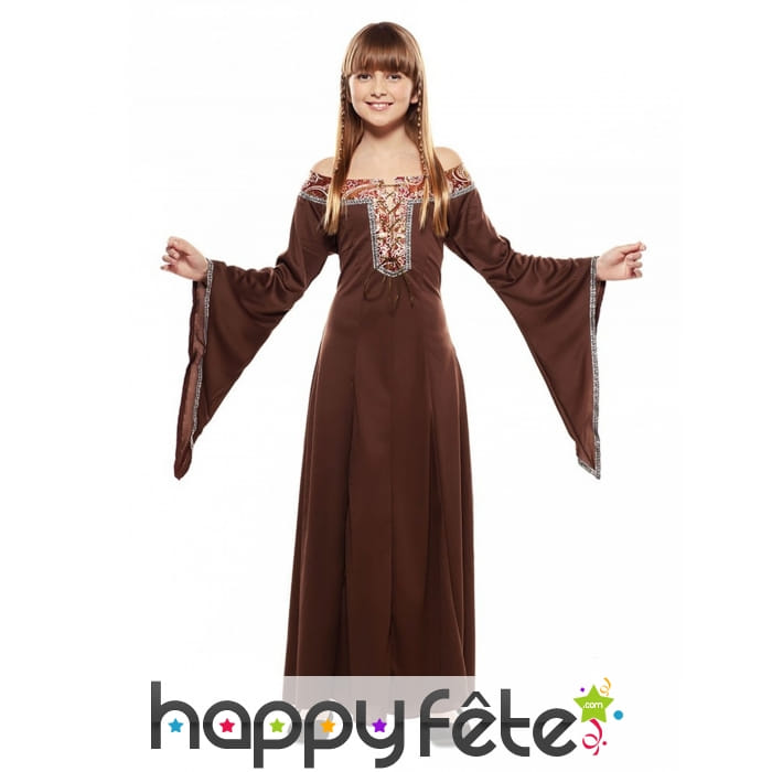Longue robe médiéval marron pour enfant
