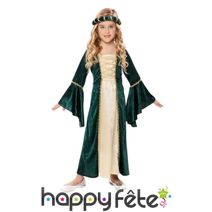 Longue robe médiévale à manches bouffantes, enfant