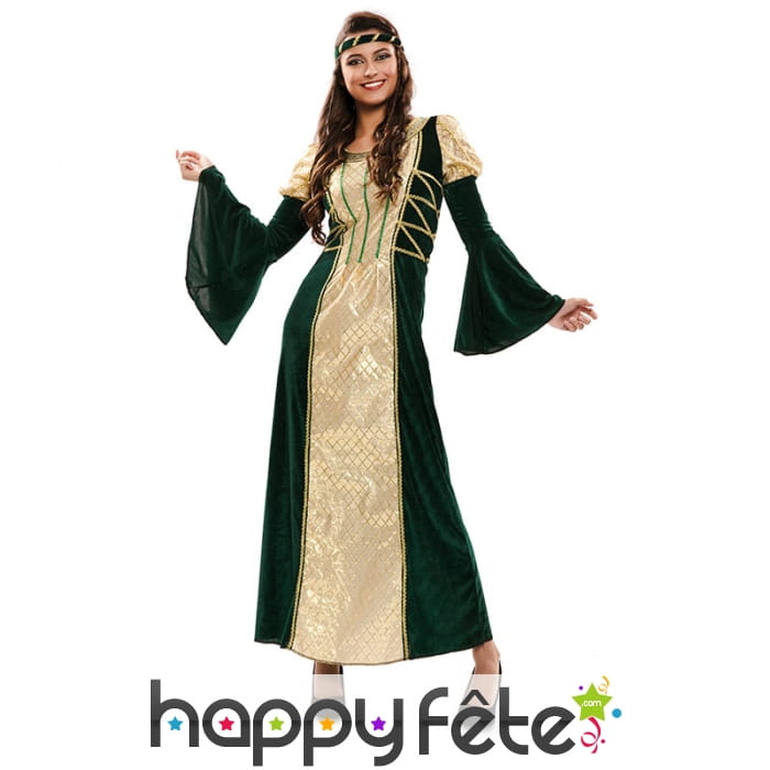 Longue robe médiévale avec manches bouffantes