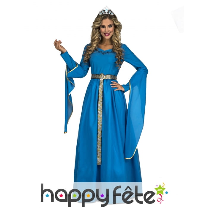 Longue robe médiévale bleue pour femme