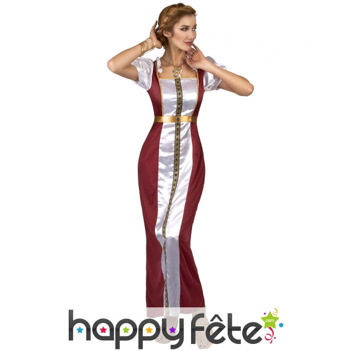 Longue robe médiévale bordeaux cintrée