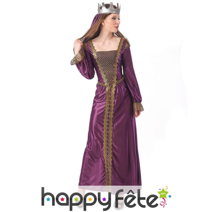 Longue robe médiévale violette de princesse