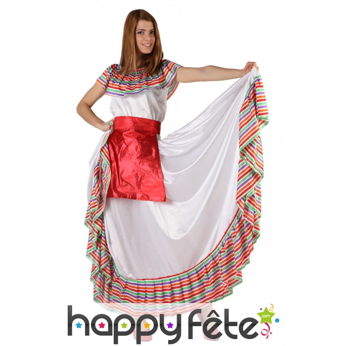 Longue robe mexicaine traditionnelle pour femme