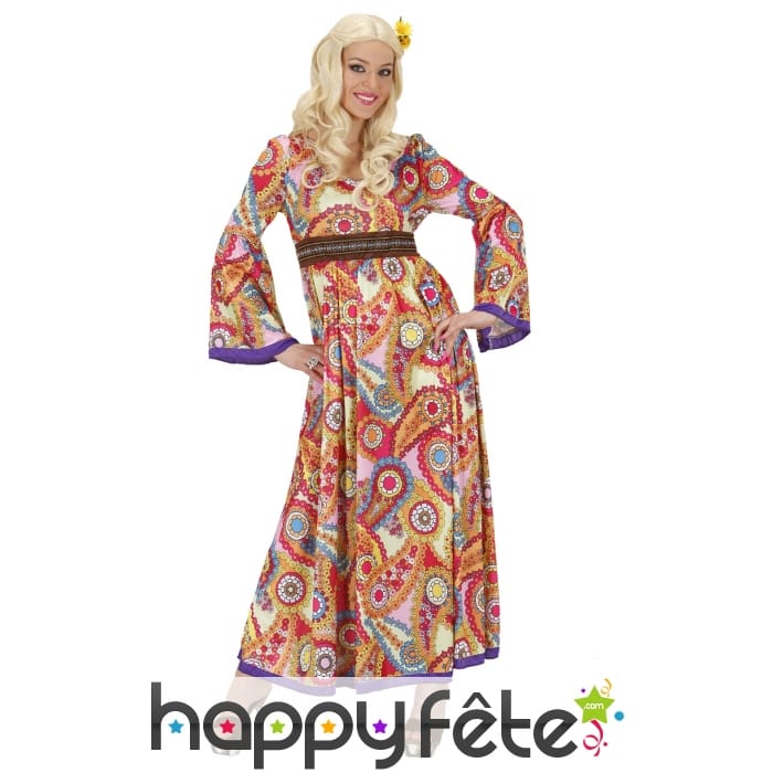Longue robe motifs hippie grande taille