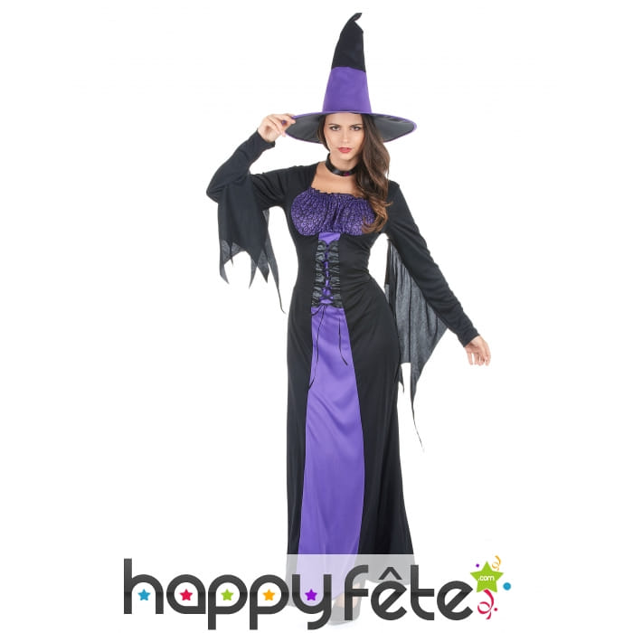 Longue robe noir violet de sorcière